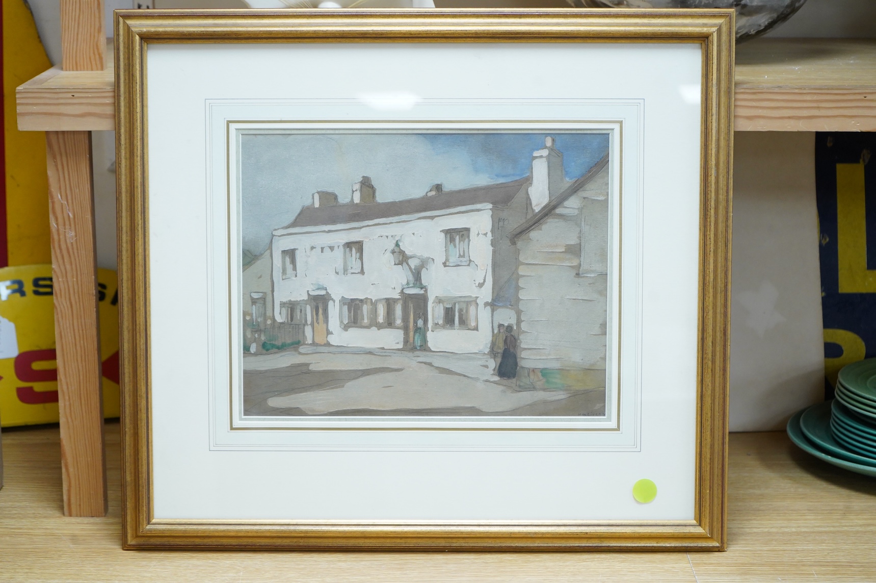Horace Mann Livens (1862-1936), ‘The Fox Inn, Kingsland’, signed, details and Paintings Show label verso, watercolour, 28 x 36cm